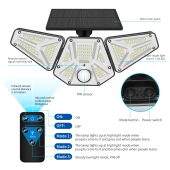  Solar Motion Sensor LED Wall Light 